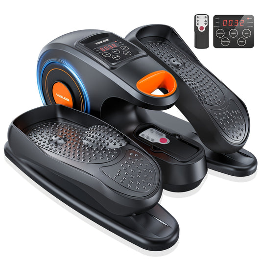 Compact 2-in-1 Under Desk Elliptical Machine with Silent Magnetic Resistance, Dual-Directional Pedaling, and LCD Monitor